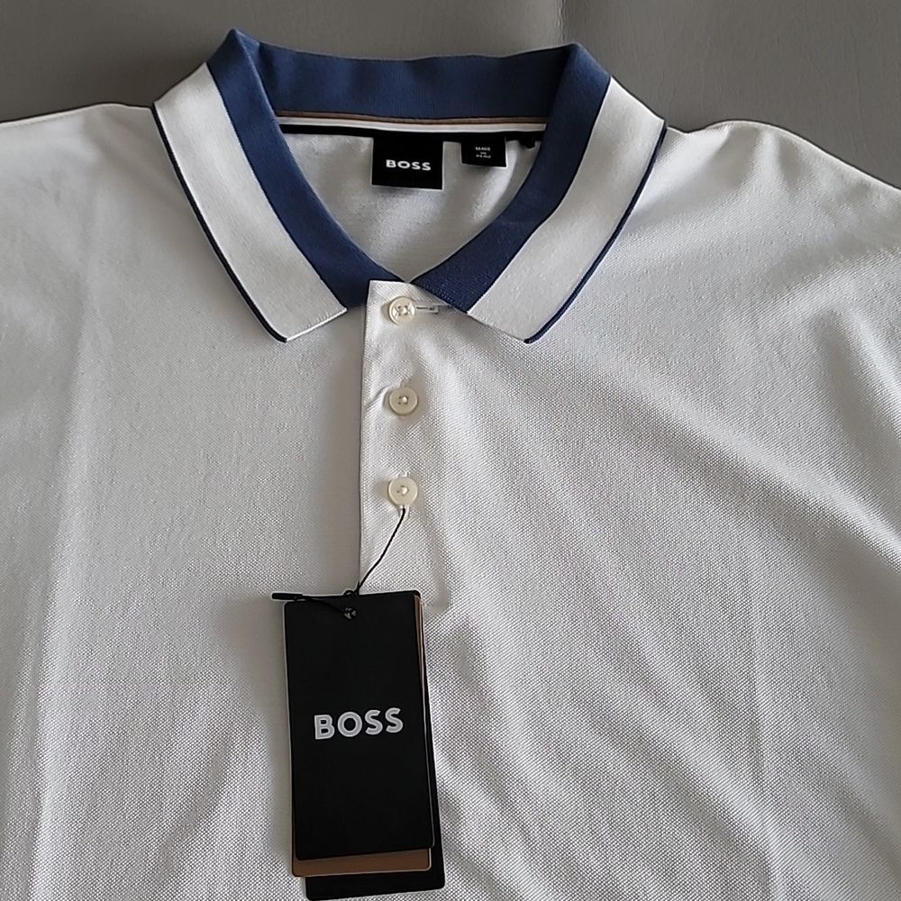 Hugo Boss Parlay White Regular Fit Men's Polo Shirt Size XXL - Picture 8 of 9